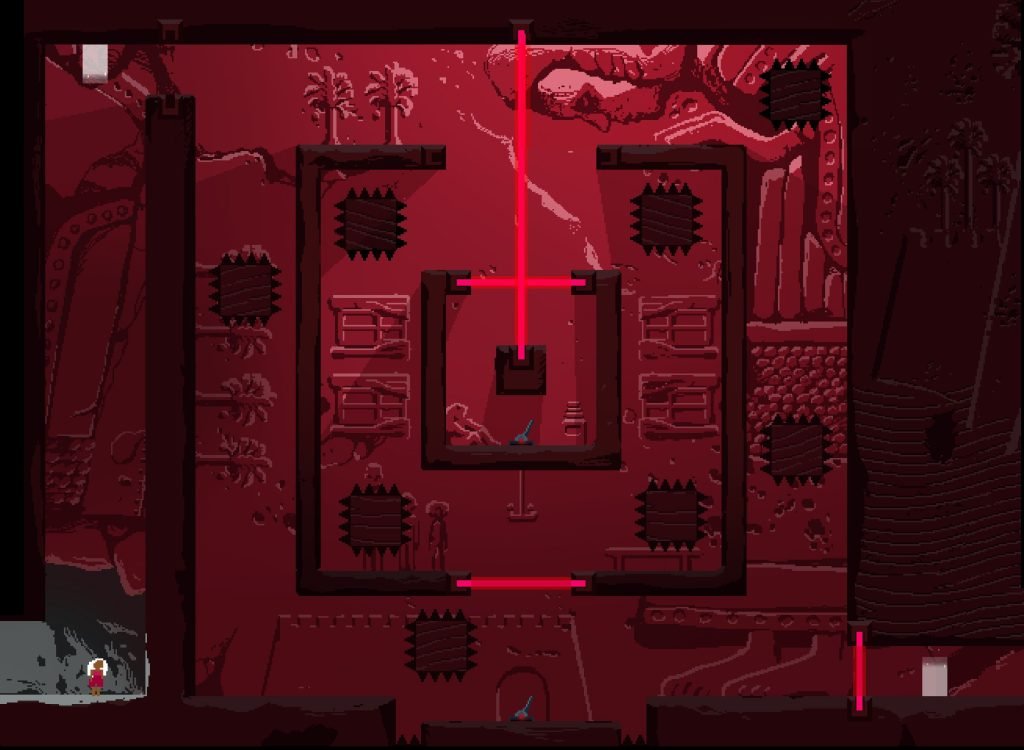 Spikes and lasers, part of this balanced platformer breakfast.